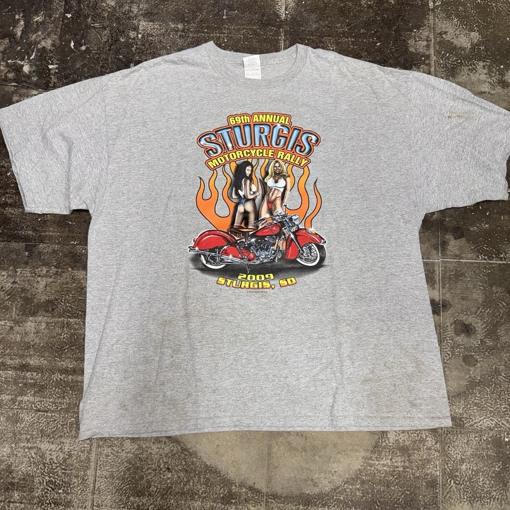 Sturgis Motorcycle Rally 2009 Mens Graphic T-Shirt Gray Size 2XL
